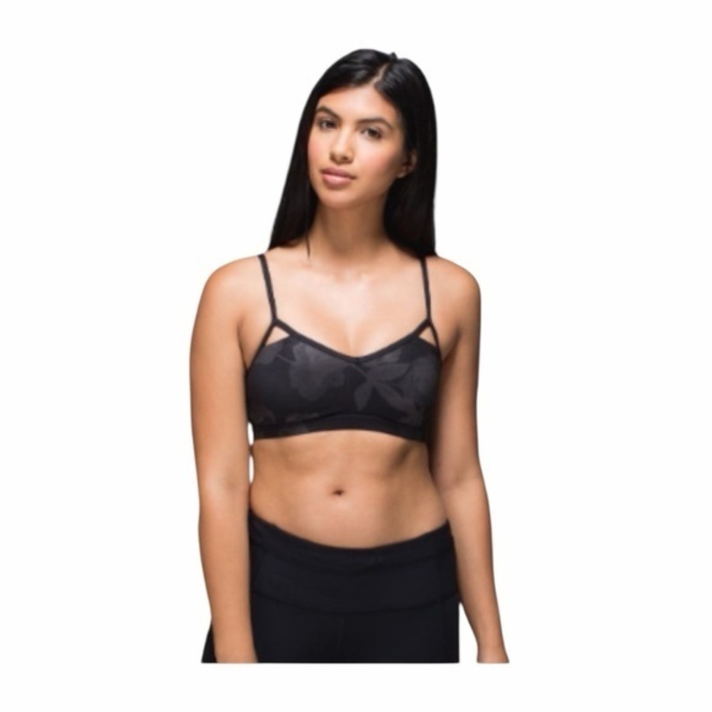 Lululemon RARE Seek the Heat Cage Bra-Inky Floral Soot/Red Size 8